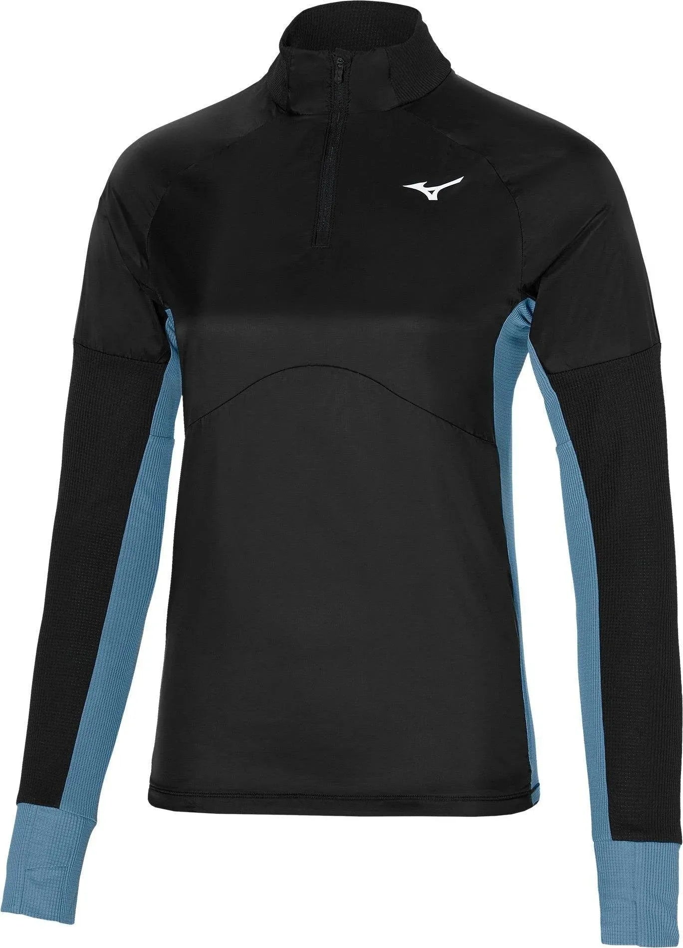 Mizuno Womens Hybrid Long Sleeve Gym Tee - Black & Blue