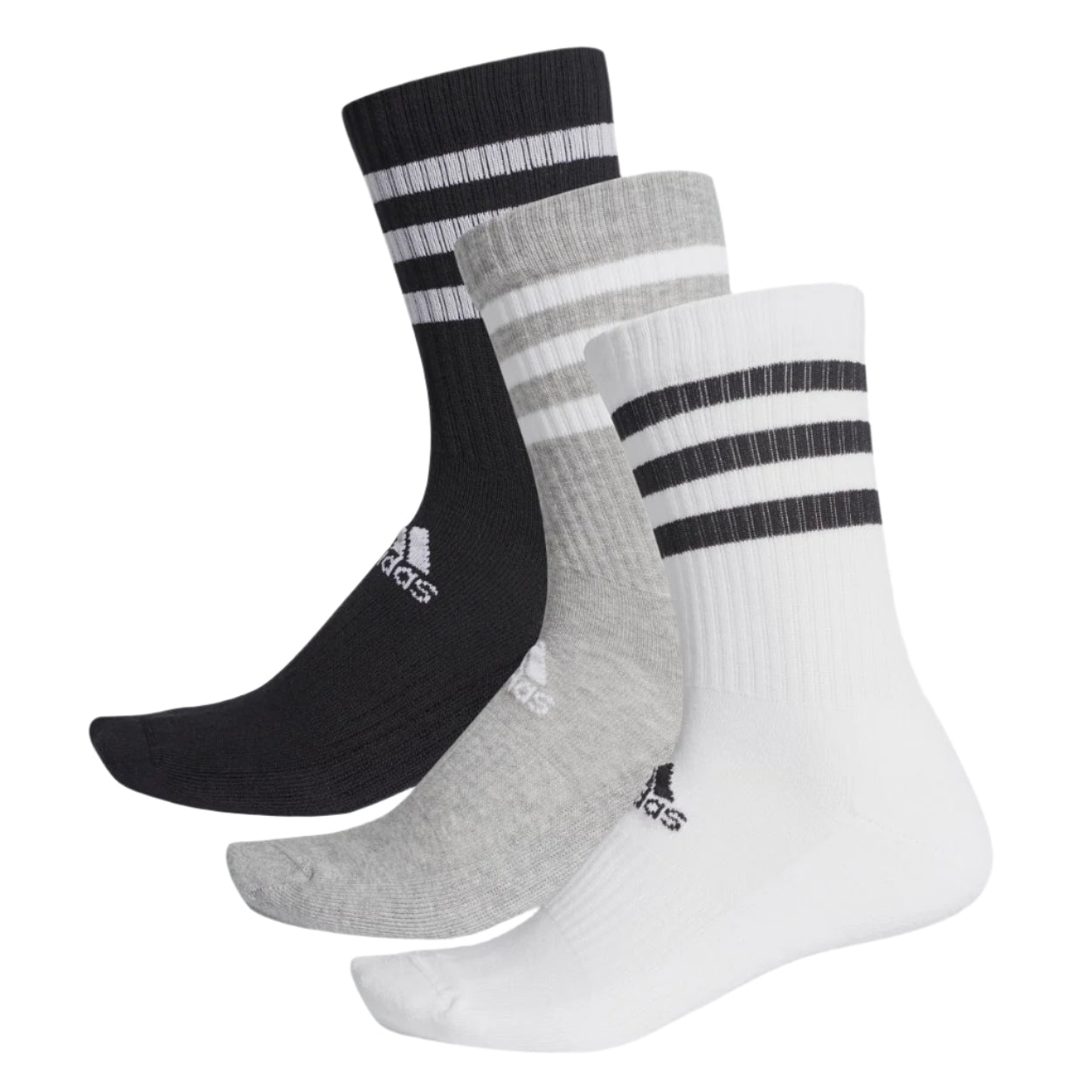 adidas Adults 3-Stripes Cushioned Crew Socks 3 Pairs