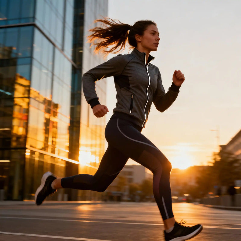 Black and gray athletic leggings with white stripes, nike model