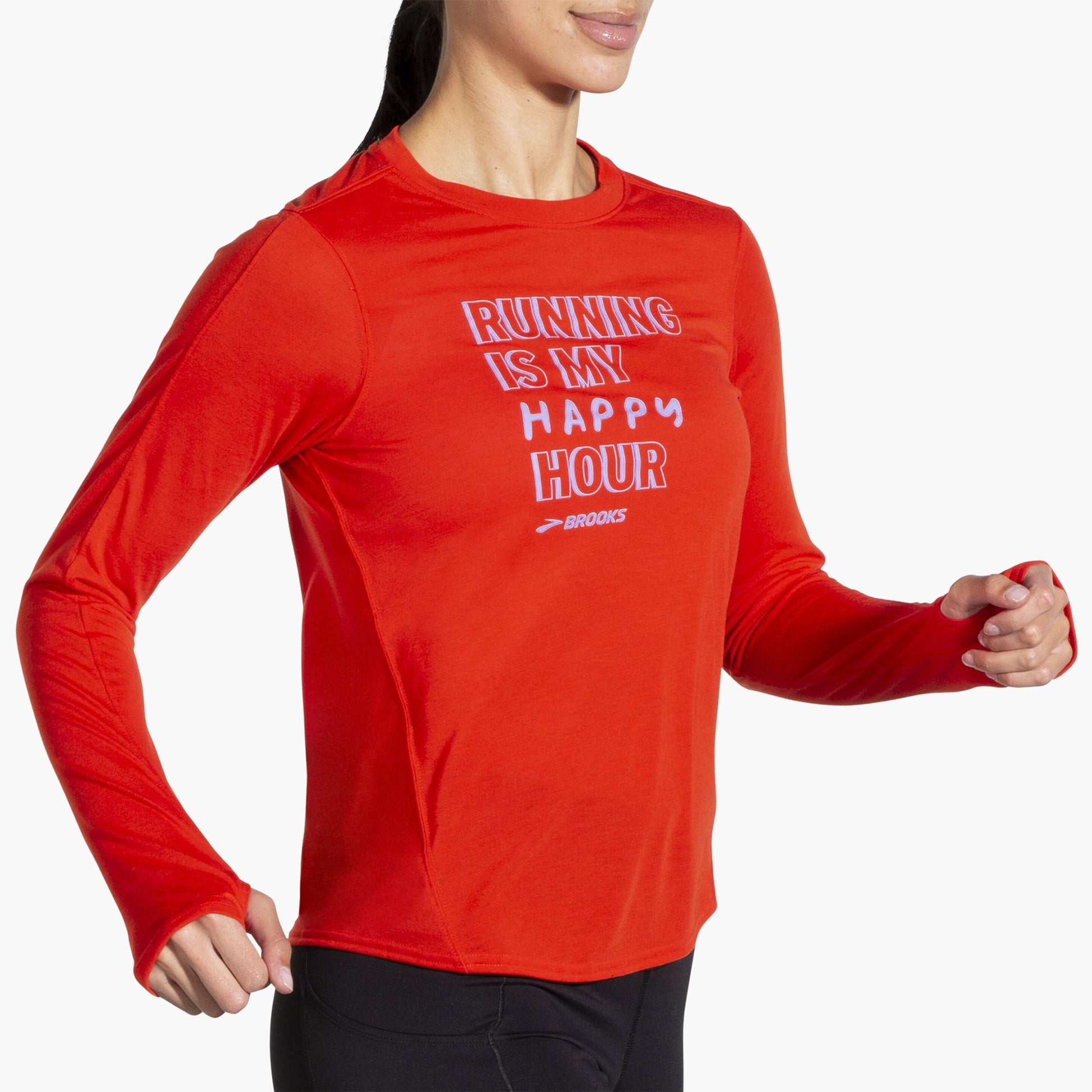 Brooks Adults Distance Graphic Long Sleeve Running T-Shirt