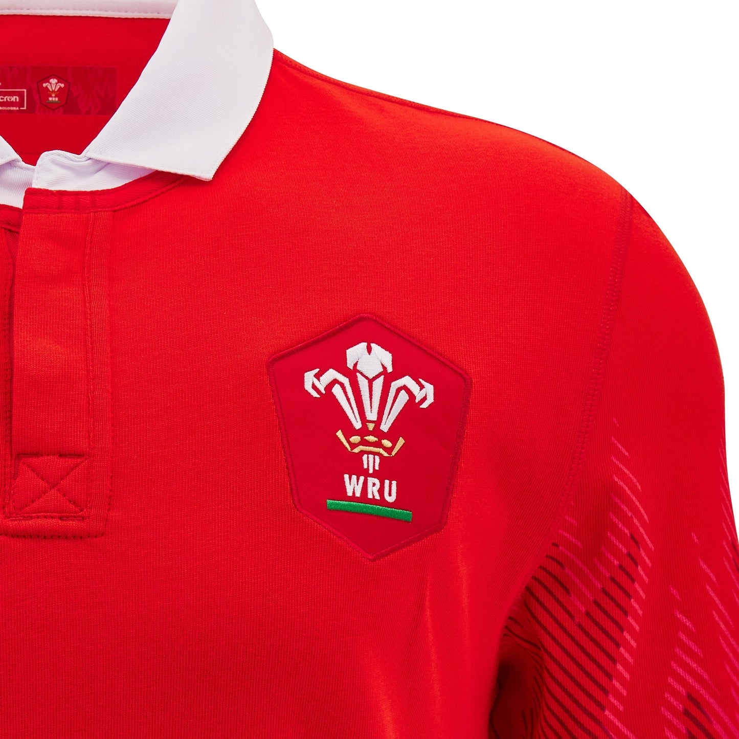 Macron Wales WRU 2024/25 Mens Six Nations Home Cotton Rugby Shirt