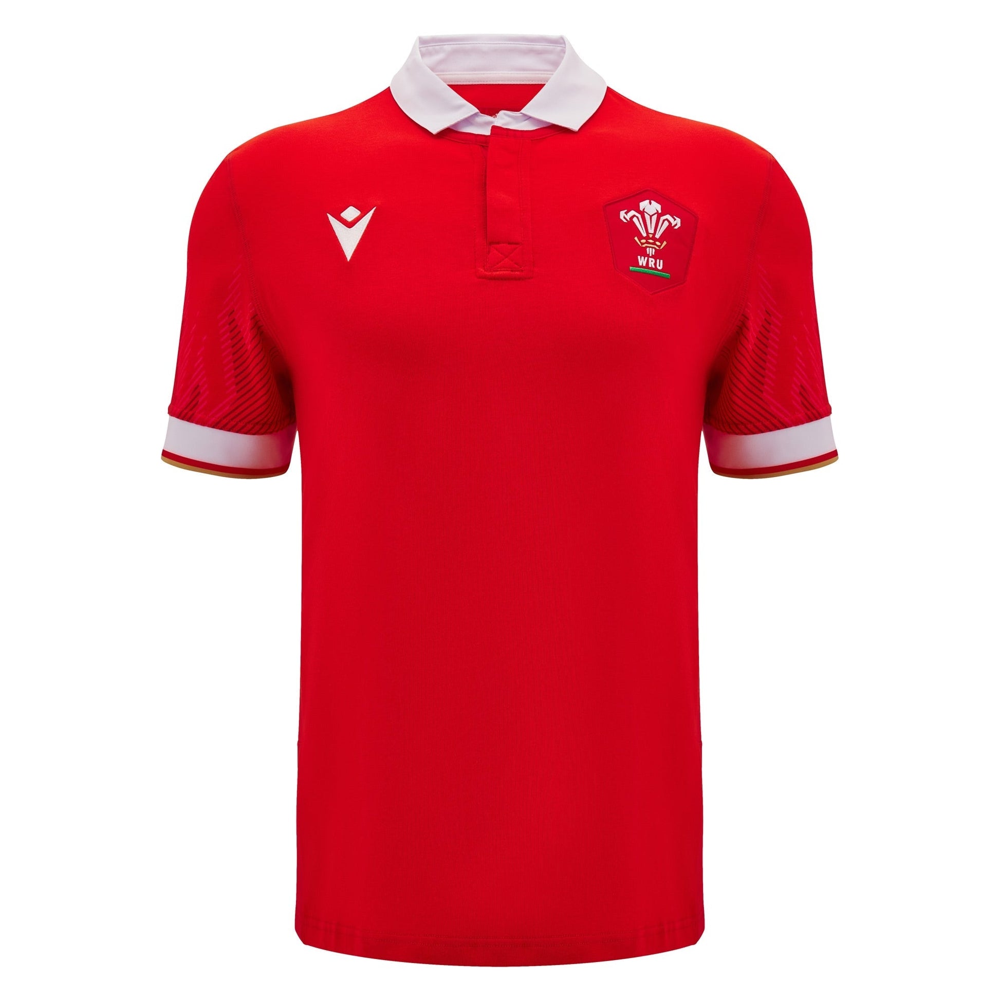 Macron Wales WRU 2024/25 Mens Six Nations Home Cotton Rugby Shirt