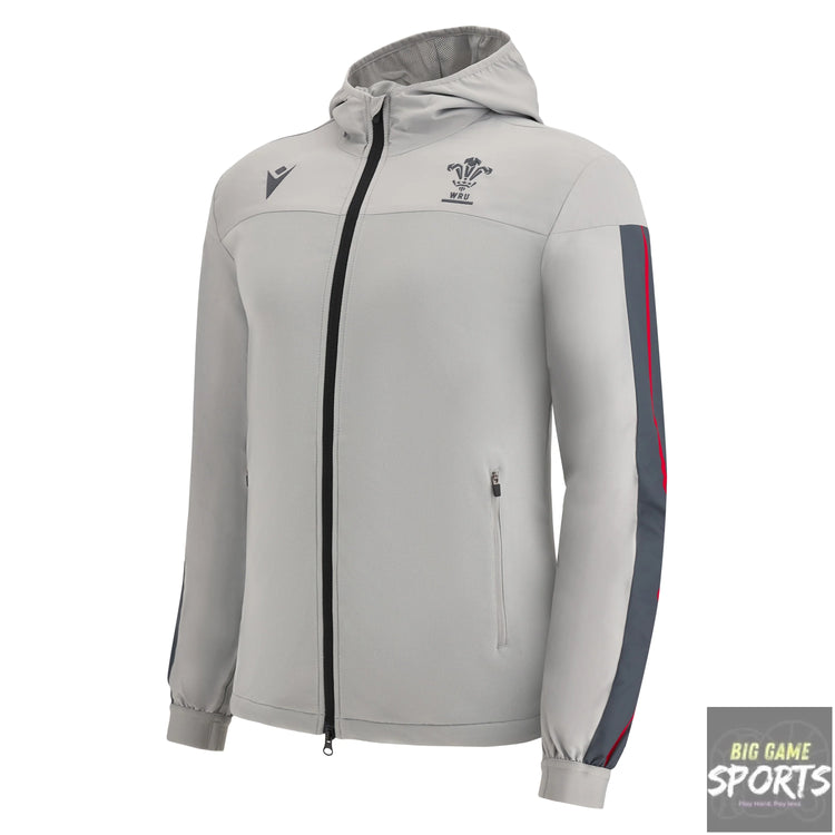 Macron WRU Wales Rugby Union Men’s 2022/2023 Full Zip Hooded Travel Jacket - Jackets