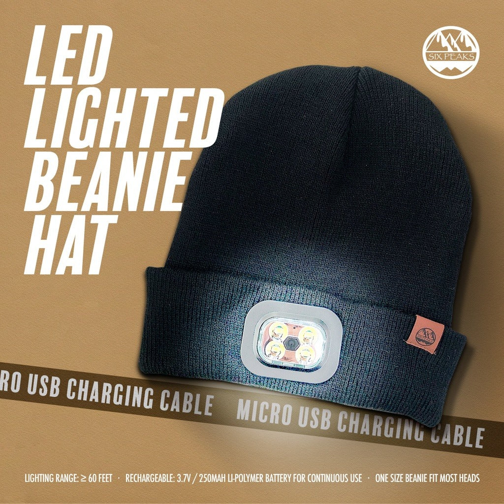 Six Peaks LED Rechargeable Beanie Hat 200 Lumens