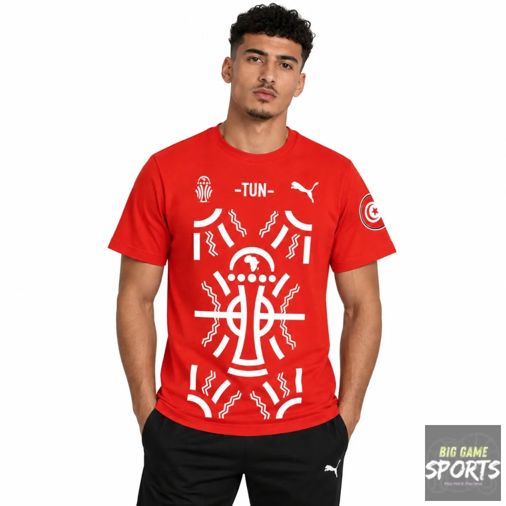 Puma FTF Tunisia Football TotalEnergies 2023 AFCON Supporters T-Shirt - T-Shirts