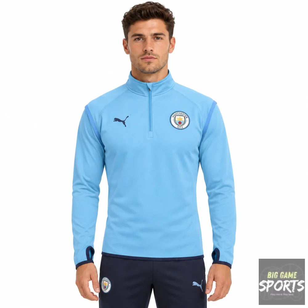 Puma Manchester City FC Men’s 2021/2022 Warm Up 1/4 Zip Midlayer Top - XL - Jackets